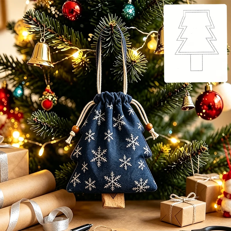 YOMDID 1pc Christmas Tree Sewing Template For Quilting, DIY Christmas Gift Bags, Craft Hollow-Out Template With Tree Pattern