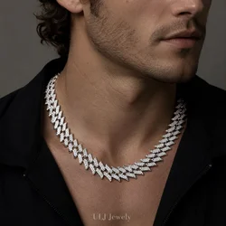 ULJ 16mm Hip Hop Reinstones Chains for Men Iced Out Miami Cuban Link Choker Necklace for Mens Bling Jewelry