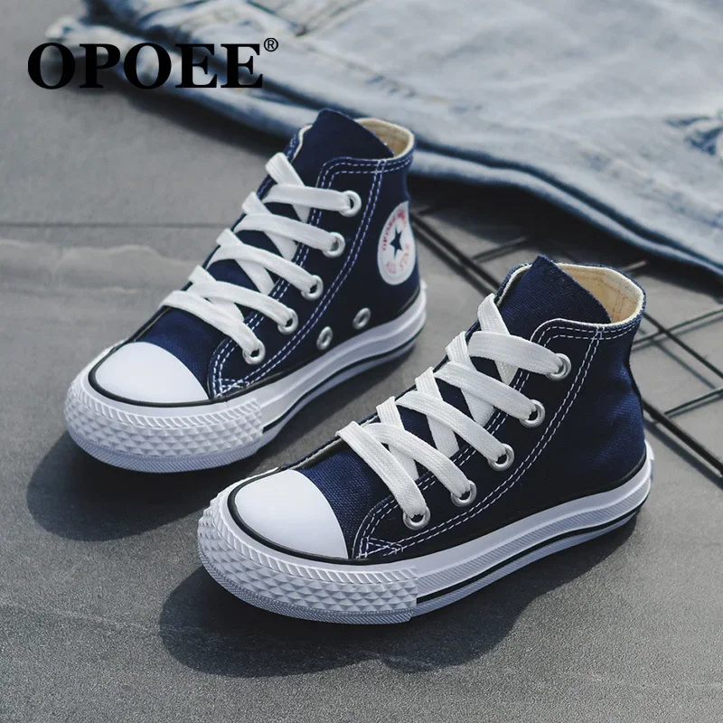 Kids Girl Boy High-top Canvas Shoes Students Breathable sneaker Shoes Children Wear-resistant Sport Casual flat Board Footwear