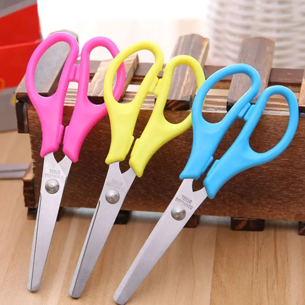 Children's Scissor Head Design Manual Art Supplies Student Scissors Multi-functional Paper Shear for Album Diary