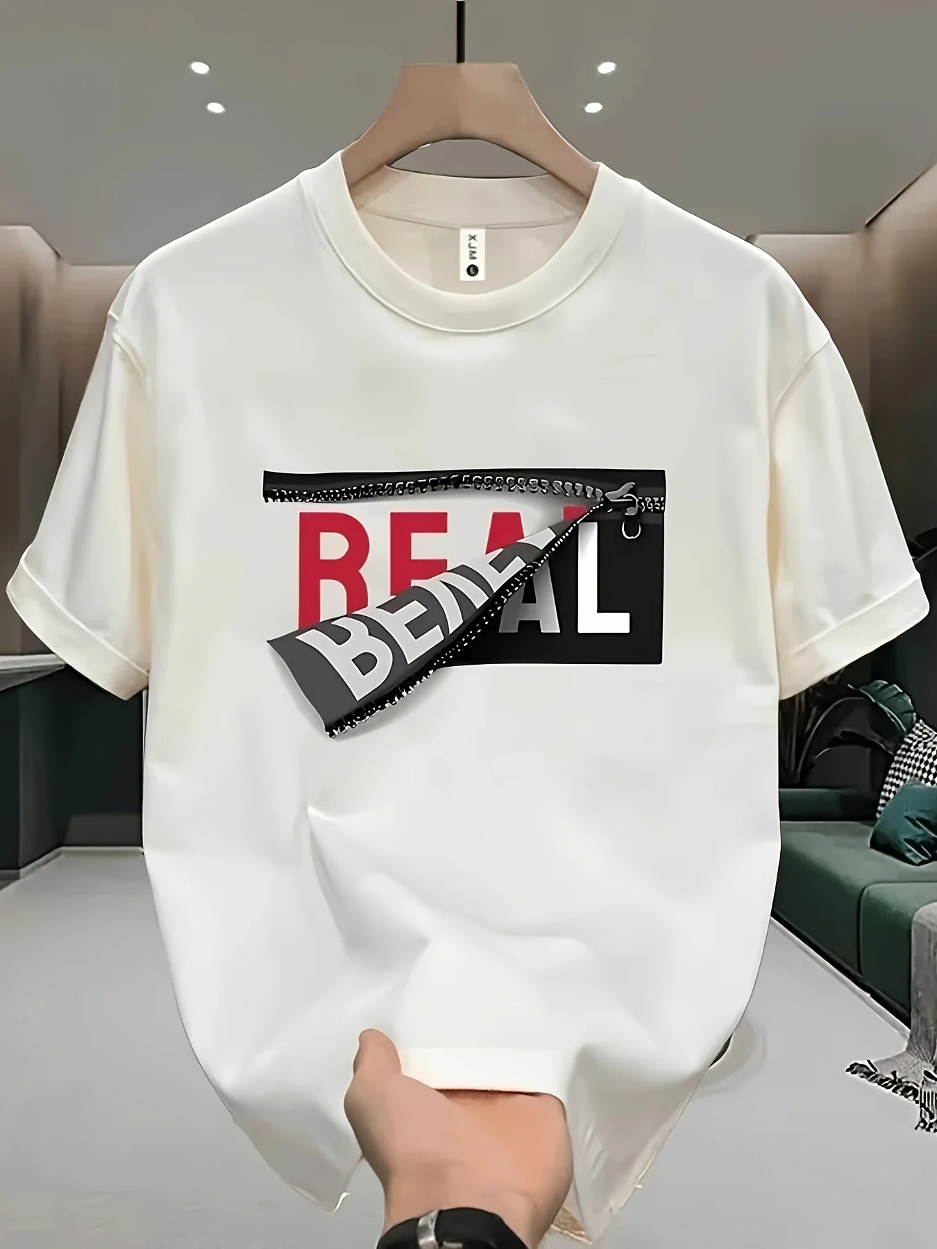 

Heavyweight 100 Cotton Oversized T Shirt Black with Bold Red White REAL BENGAL Graphic Print Round Neck Short Sleeve