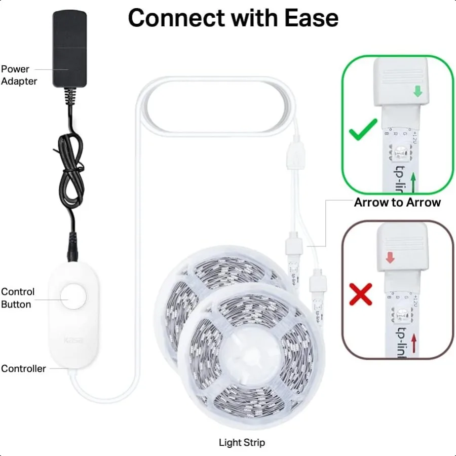 شريط إضاءة LED ذكي من كاسا RGB 32.8 قدم 2 لفات من 16.4 قدم. شريط WiFi LED يعمل مع Alexa وGoogle Assistant High Brightn Trimmab