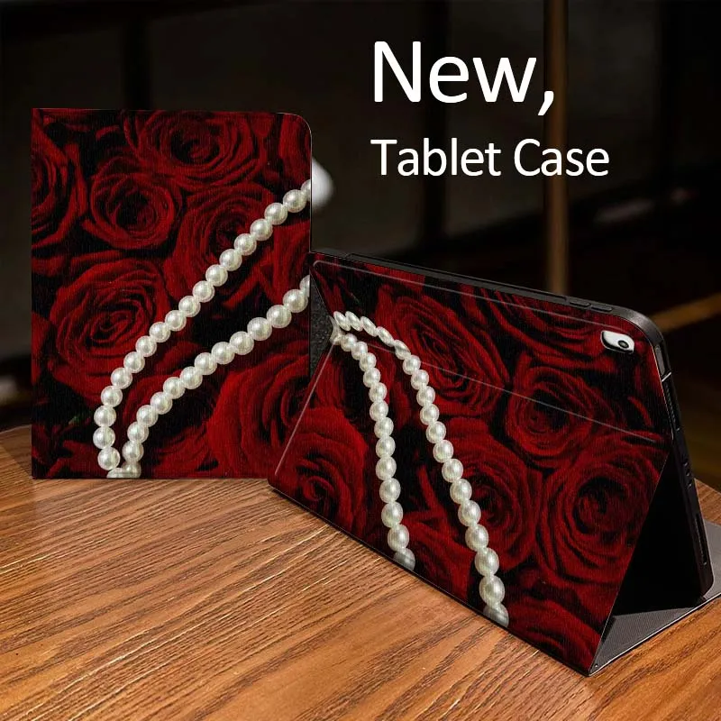 

Чехол для планшета Red Bow Pearl Chain для iPad Pro mini Air 1 2 4 3 5 6 7 8gen 9gen 11 M2 M3 M4 6-го 7-го 10-го 11-го поколений 2025 года