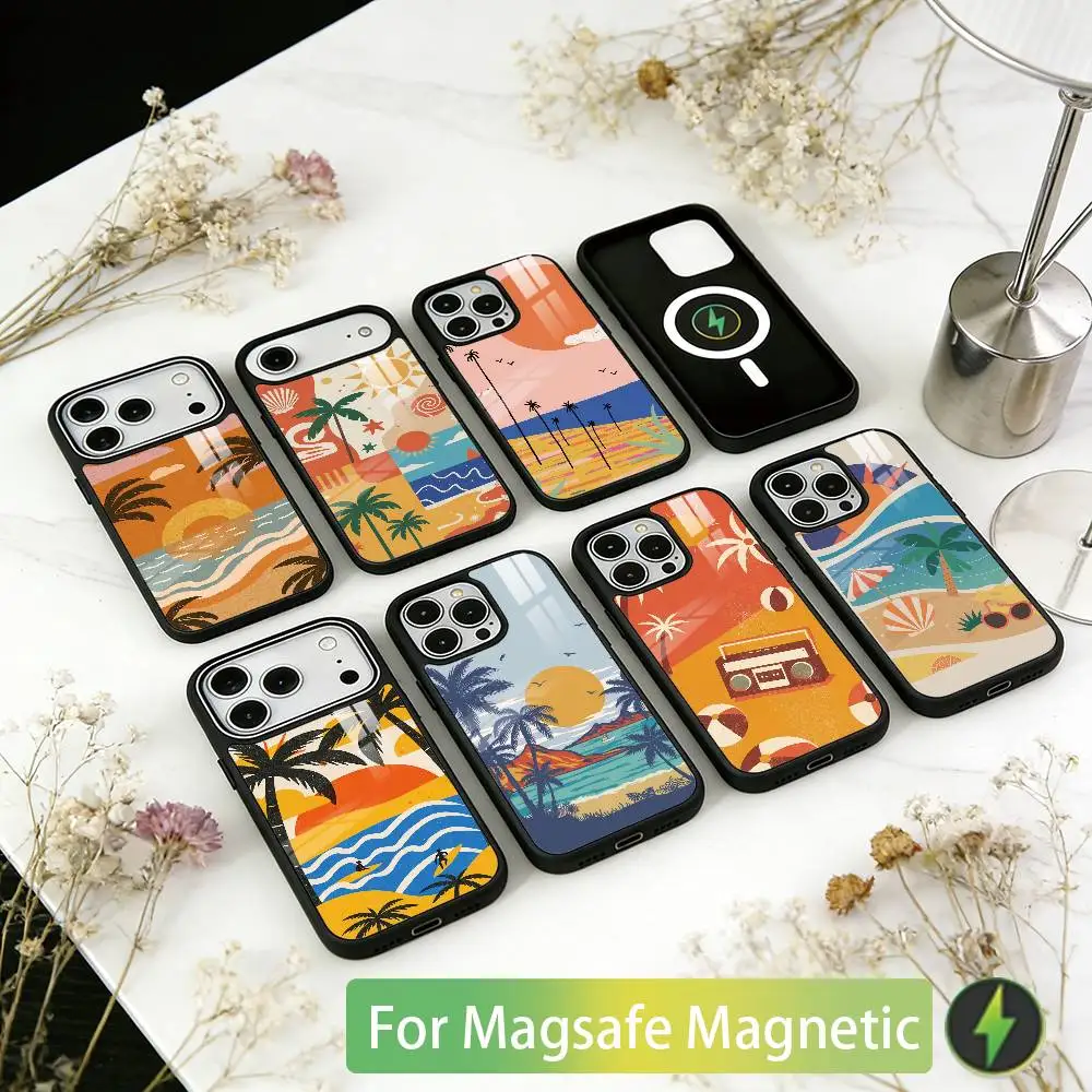 

Vintage West Coast Phone Case For iPhone17,16,15,14,13,12,11 Plus,Pro Magnetic For Magsafe Wireless Charging