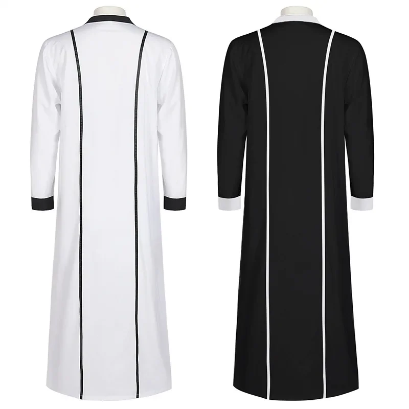 Nuovi Uomini Arabo Musulmano Robe Jubba Thobe Manica Lunga Pakistan Islamico Abaya Caftano Collare Del Basamento Bianco Nero Allentato Abbigliamento Veste