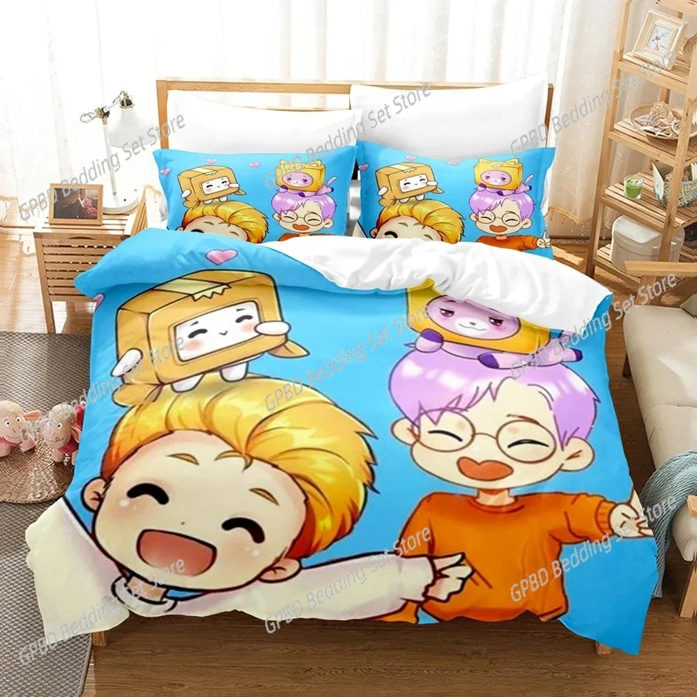Lankybox Foxy Boxy Bedding Sets Single Twin Full Queen King Size Bed Linen Kids Girls Bedroom Decor Cartoon Duvet Cover Set Gift