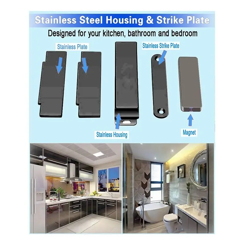 4-Pack Magnetic Door Catch High Magnetic Door Catch For Kitchen Door Drawer Latch Black-[A04I Tools]