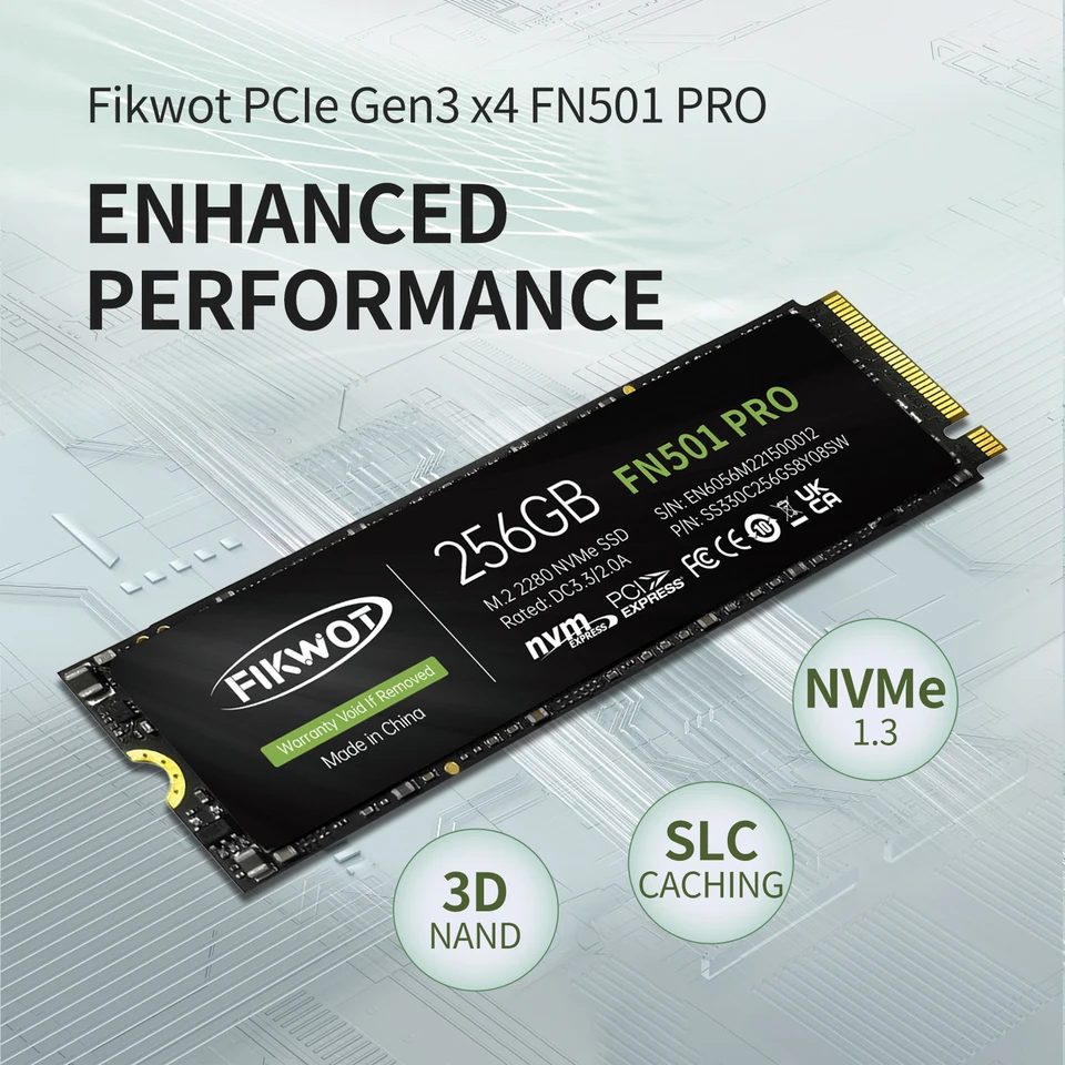 Fikwot FN501 Pro 2TB NVMe SSD 新品 Fikwot FN501 Pro 2TB NVMe SSD - M.2 2280 PCIe Gen3 x4 Internal
