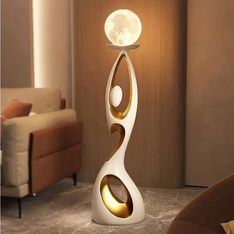 Modern Simple Creative Human-shaped LED Floor Lamp with Crystal Shade for Living  Room and  Hotel Bedroom Luxury Lighting