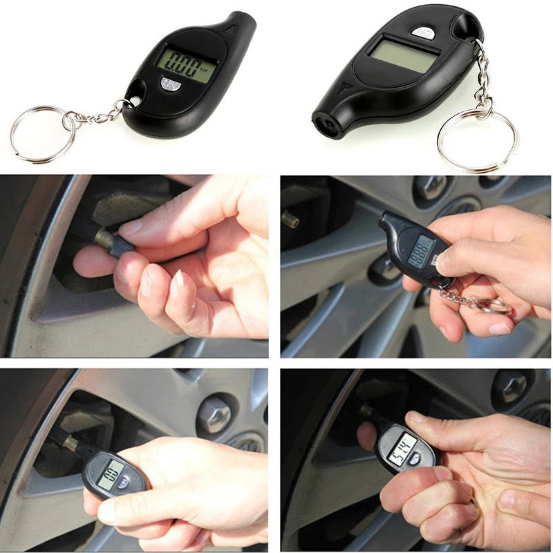 1/2/4PCS Car Tire Pressure Monitor Auto Digital Portable Tyre Air Meter Gauge Manometer Barometers Tool LCD Display Adapter With