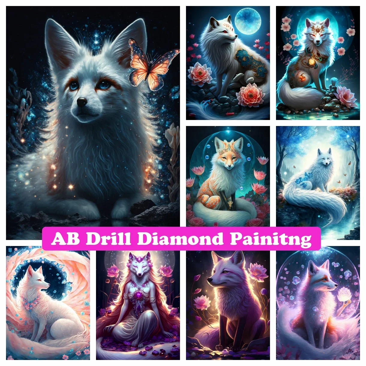 

Fox 5D DIY AB Diamond Painting Mosaic Embroidery Fantasy Animal Cross Stitch Handmade Craft Rhinestones Home Decor Kids Gift