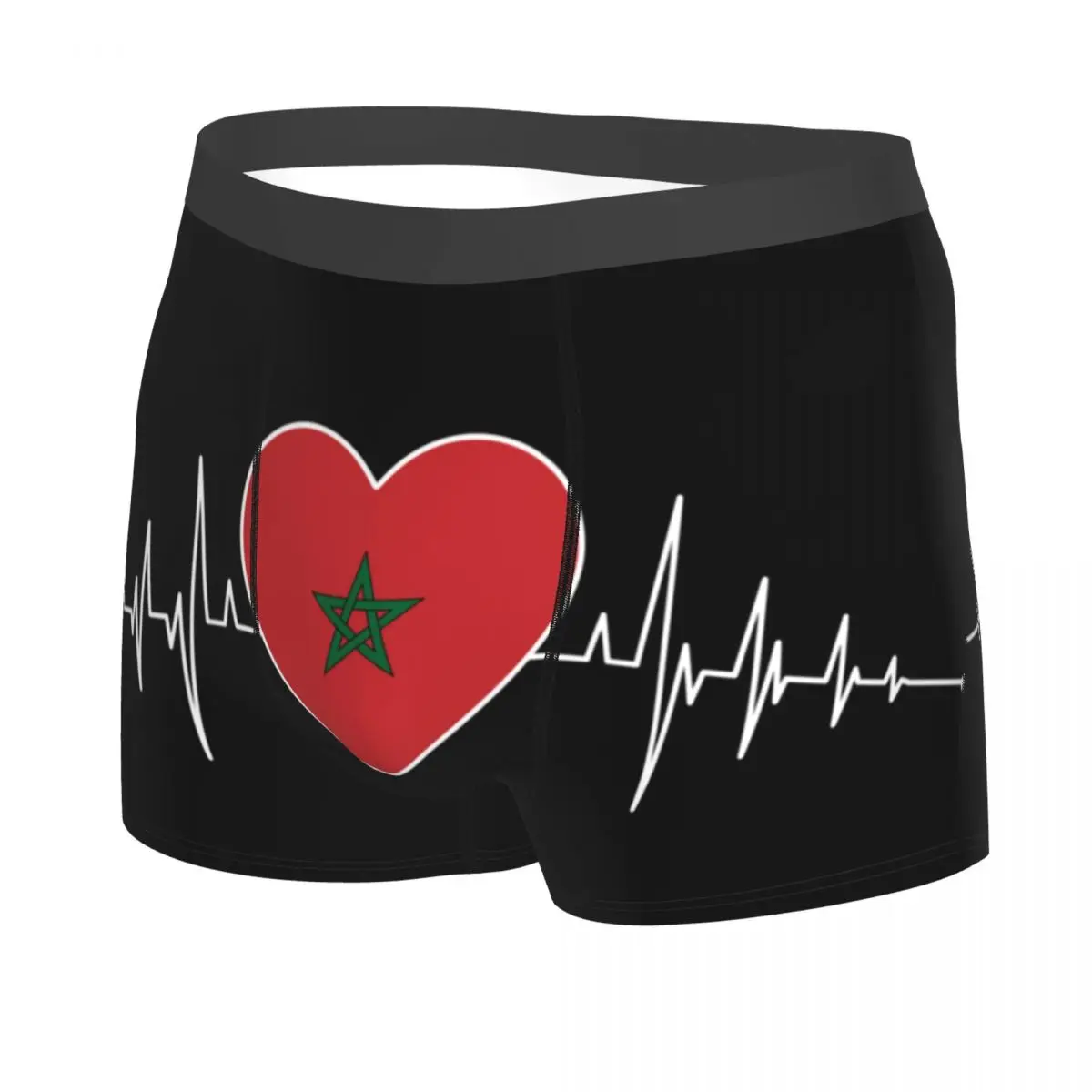Morocco Heartbeat Moroccan Flag Boxer Shorts Men 3D Printed Male Soft Underwear Panties Briefs