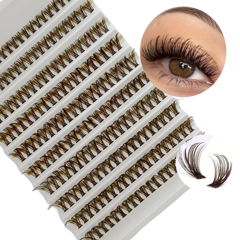 10 rows Brown Lashes DIY False Eyelashes Super Soft 8-16mm D Curling Strip 3D Multi-Style Lashes, parties, creating a charming