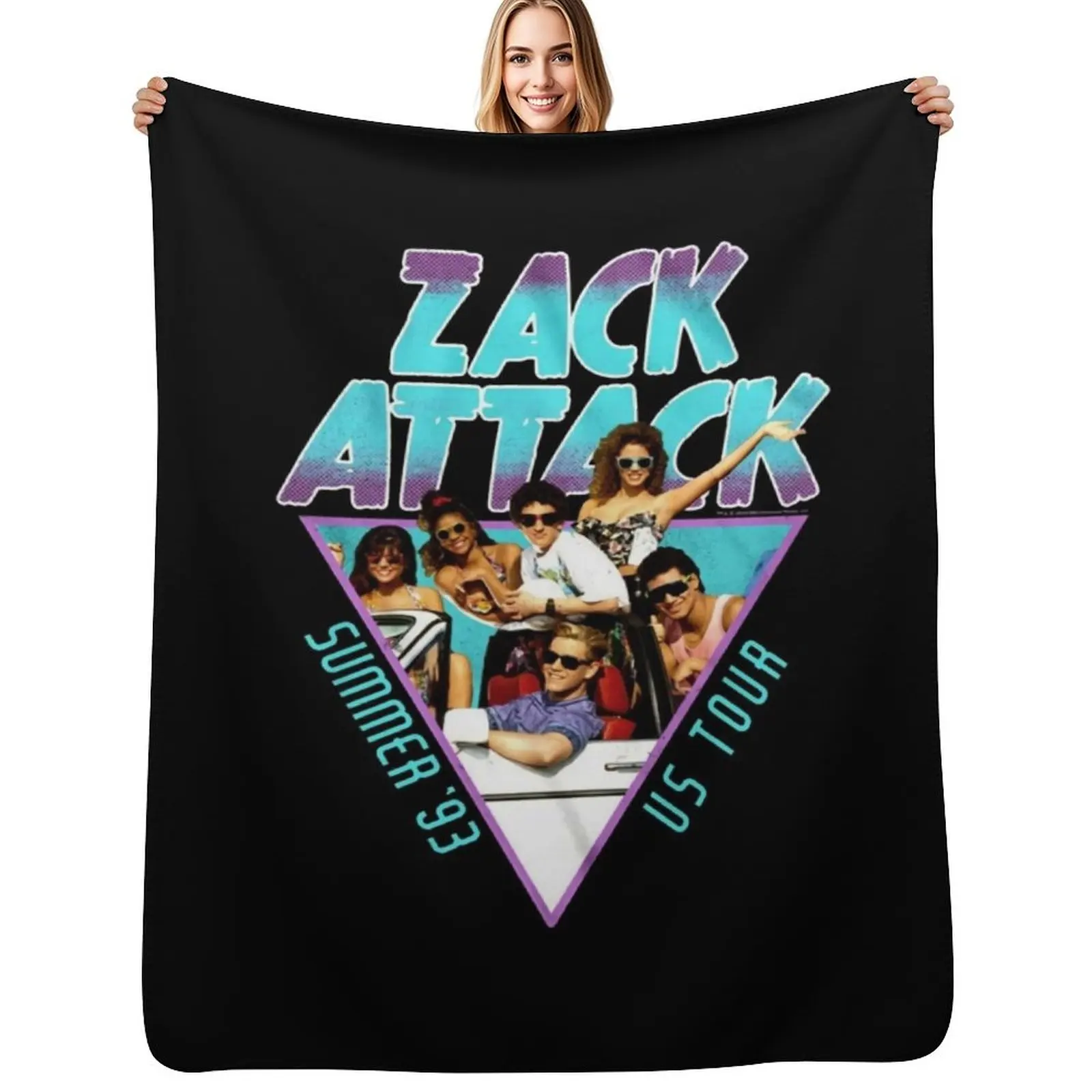 Saved by The Bell Zack Attack US Tour Summer 1993 Throw Blanket Stain Resistant Cozy Warm Blanket