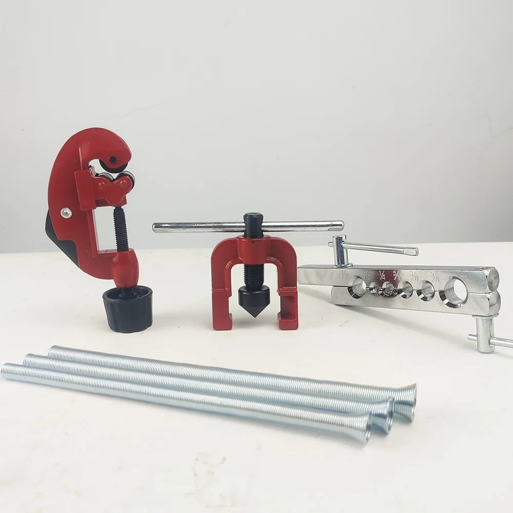6 Piece For Copper Tubing Flaring Tool Kit with Tube Cutter Reamer and Spring Bender for Technical Installation Needs