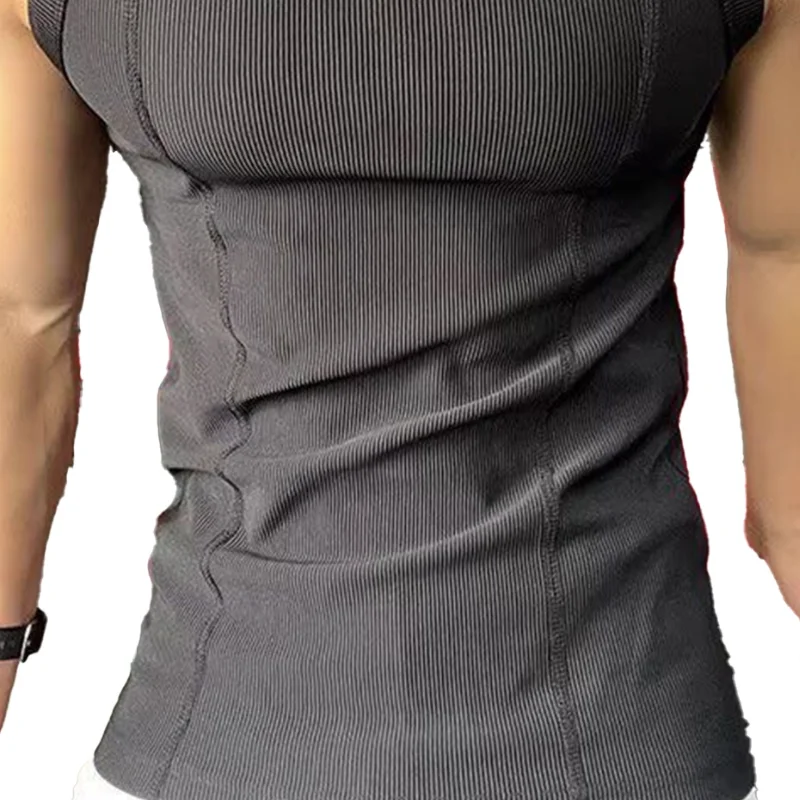 

Men Gym Vest Crew Collar Sleeveless Summer Tops Solid Color Breathable Sport Camisole Quick-Drying Tank Tops