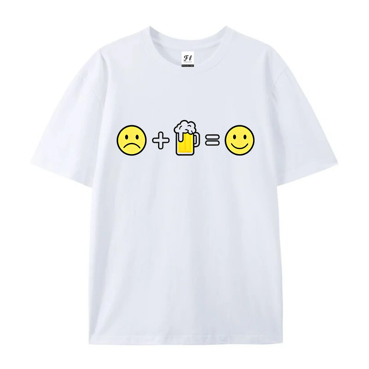 Funny Beer Equation Graphic T Shirt Unisex Summer O Neck Short Sleeve Casual Humor Emoticon Print Soft Tees For Men Women Beer