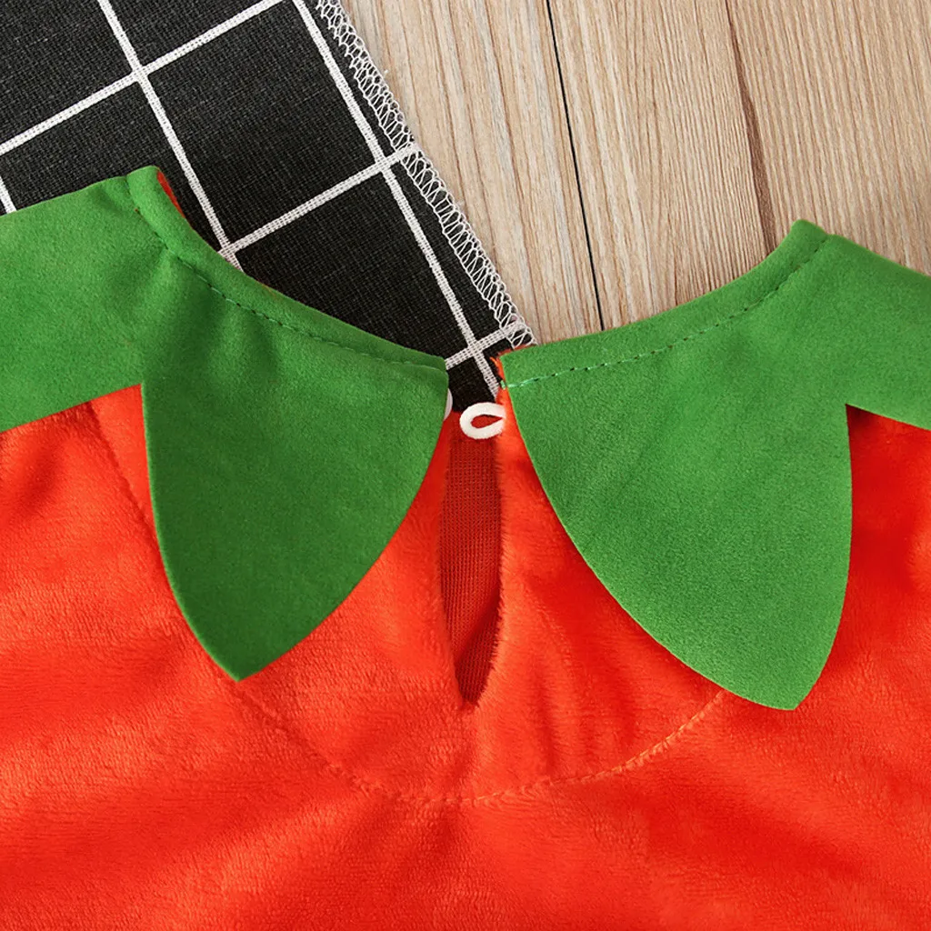 Halloween Costume Infant Sleeveless Jumpsuit Toddler Elastic One-Piece Velvet Onesie 0-5 Years Baby Pumpkin Romper with Hat Kids