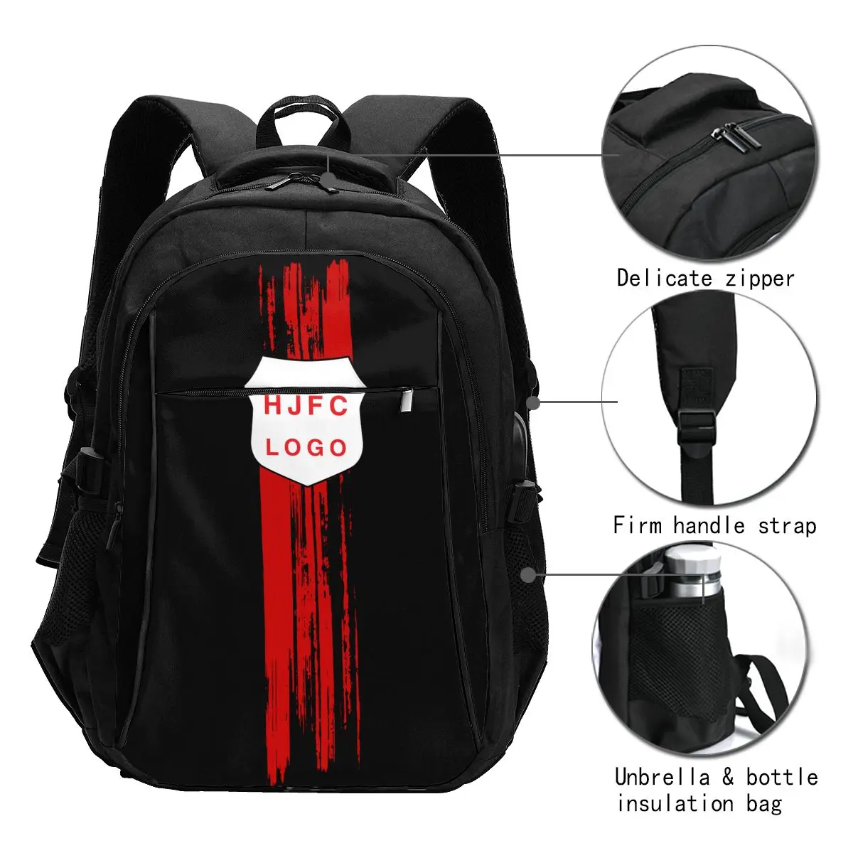 Hapoel Jerusalem FC Large Travel Laptop Backpack USB Charging Port Business Backpack for Men and Women