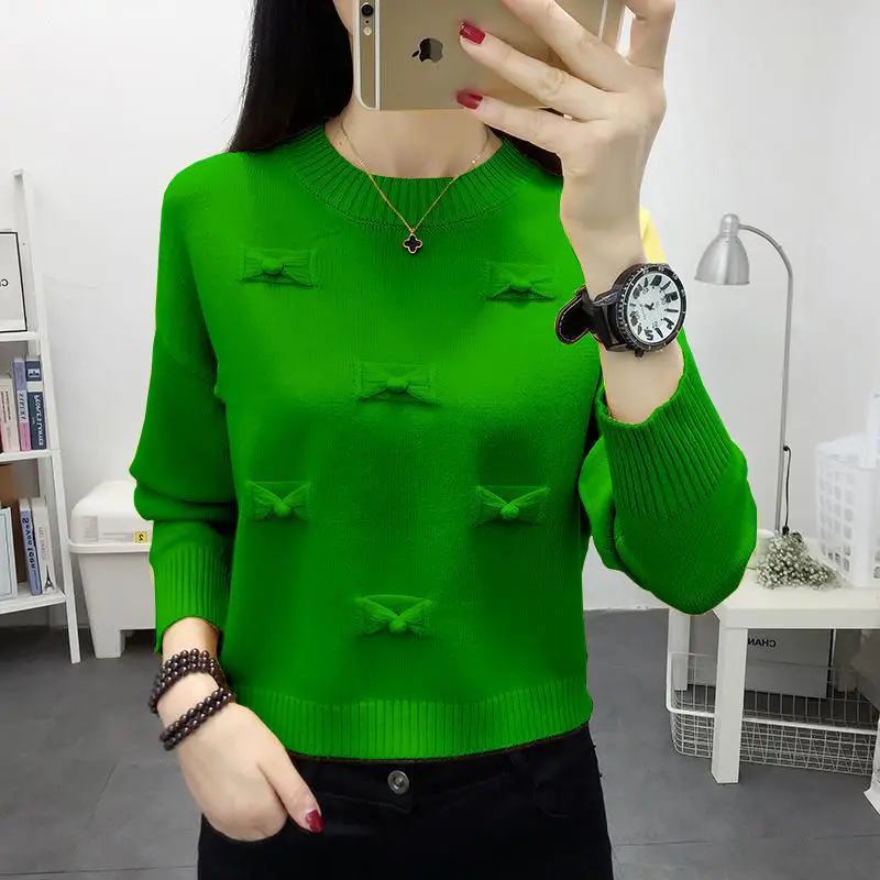 Fashion O-Neck Spliced Solid Color Sweaters Women\'s Clothing 2023 Autumn Winter Loose Knitted Casual Pullovers All-match Tops