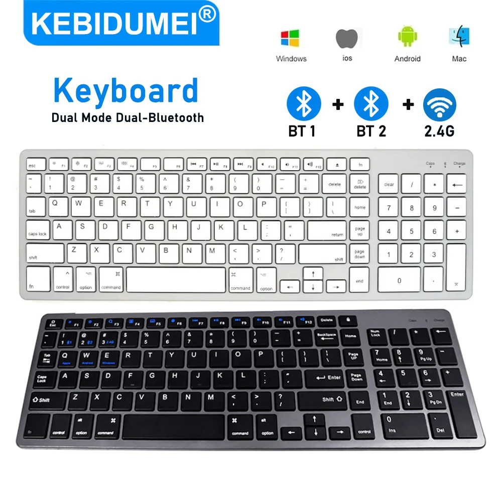 

Bluetooth-клавиатура, беспроводная клавиатура 2,4G для MacBook, iPad, тонкая перезаряжаемая клавиатура USB C, компьютерные аксессуары для ноутбуков