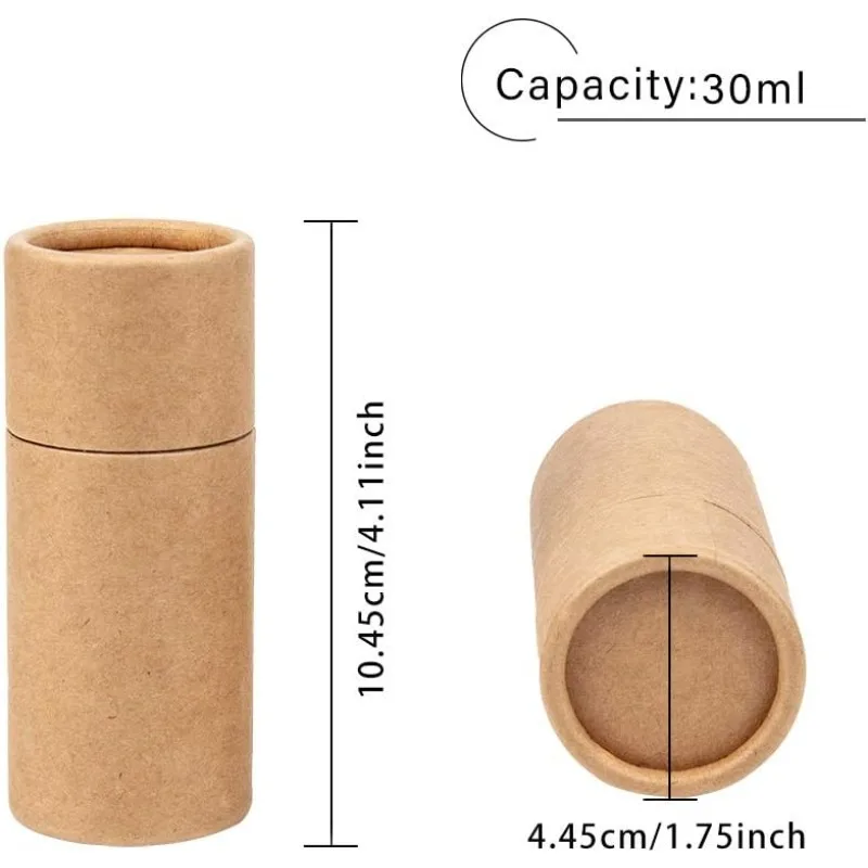 12PCS 30ml BurlyWood Kraft Paperboard Tubes Lipstick Tube Round Paper Containers Cardboard Boxes for Pencils Tea Caddy Coffee