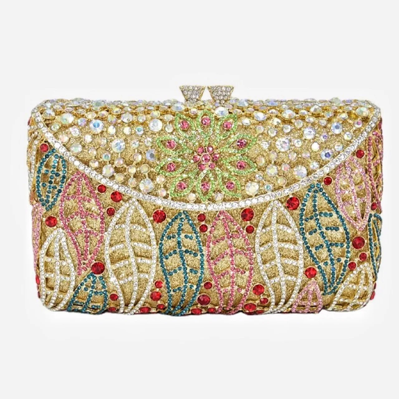 

Leaf Diamond Dinner Bag Three-dimensional Cosmetic Horizontal Square Hollow Point Diamond Banquet Clutch Bag Carteras Para Mujer