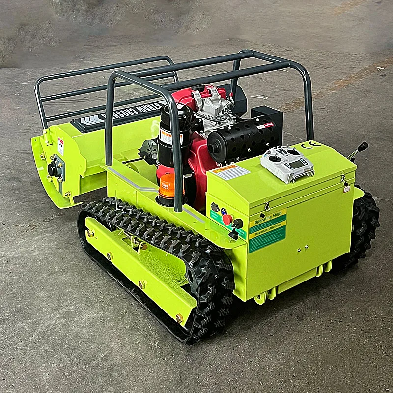 Customized Big Power Diesel Engine Small Robot Grass Cutter Cutting Width 80cm 100cm 120cm Remote Control Crawler Lawn Mower F