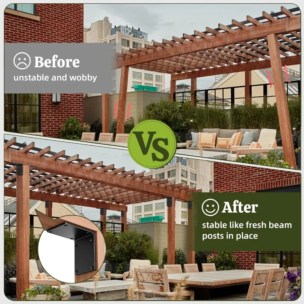 دعامات I من الفولاذ شديدة التحمل لأعمدة خشبية مقاس 8 × 8 × 6، وأقواس زاوية قوية، ودعم رف الموقد، وموصلات الشعاع