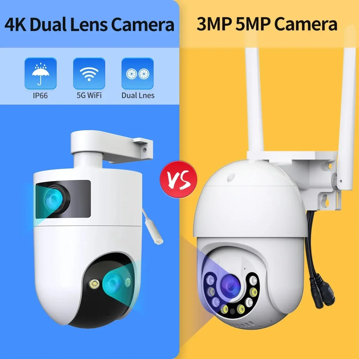 Xiaomi ใหม่ 3MP 5MP กล้อง PTZ 4K Dual เลนส์กล้อง IP AI ติดตามการเฝ้าระวังความปลอดภัยกลางแจ้งกล้อง ONVIF กล้องวงจรปิดไร้สาย
