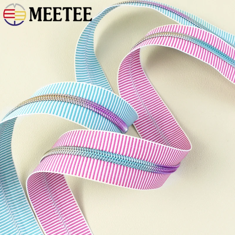 1/2/5/10M 5# Nylon Stripe Zipper Coil Zips for Sewing Bags Garment Jacket Decor Zip Tape By Meter Repair Kit DIY Accessories