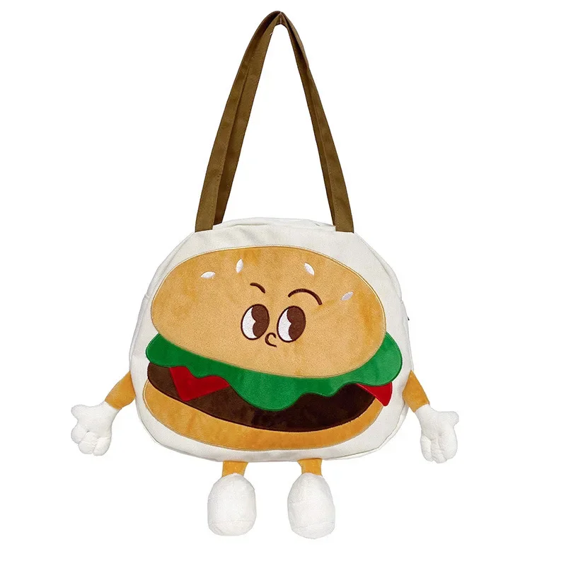 Nowa śliczna torba na ramię Hamburger o dużej pojemności dla studentów do szkoły Torba na ramię Modna torba płócienna Kawaii Prezent szkolny