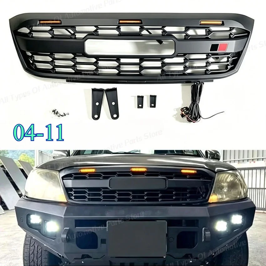 Front Bumper Racing Grille Radiator Mesh for Toyota Hilux Vigo 2004-2014 GR Style 4X4 Off Road  Hood Grilles Body Kit Auto Parts