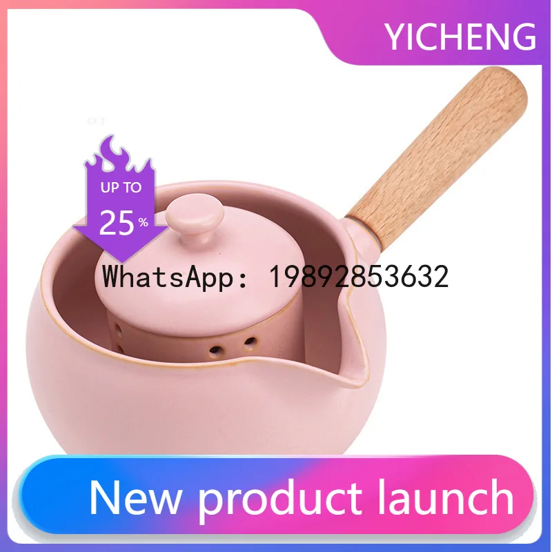 

ZF Women's Sakura Pink Side-Handle Teapot with Filter, Alcohol-Resistant, Flame-Safe, Non-Scalding Teapot