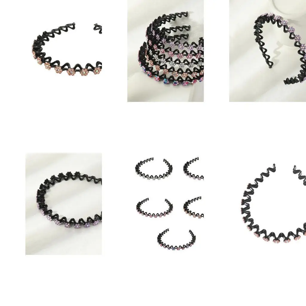 652F Women Rhinestones Flower Headbands Luxurious Crystal Temperament Hair Hoop