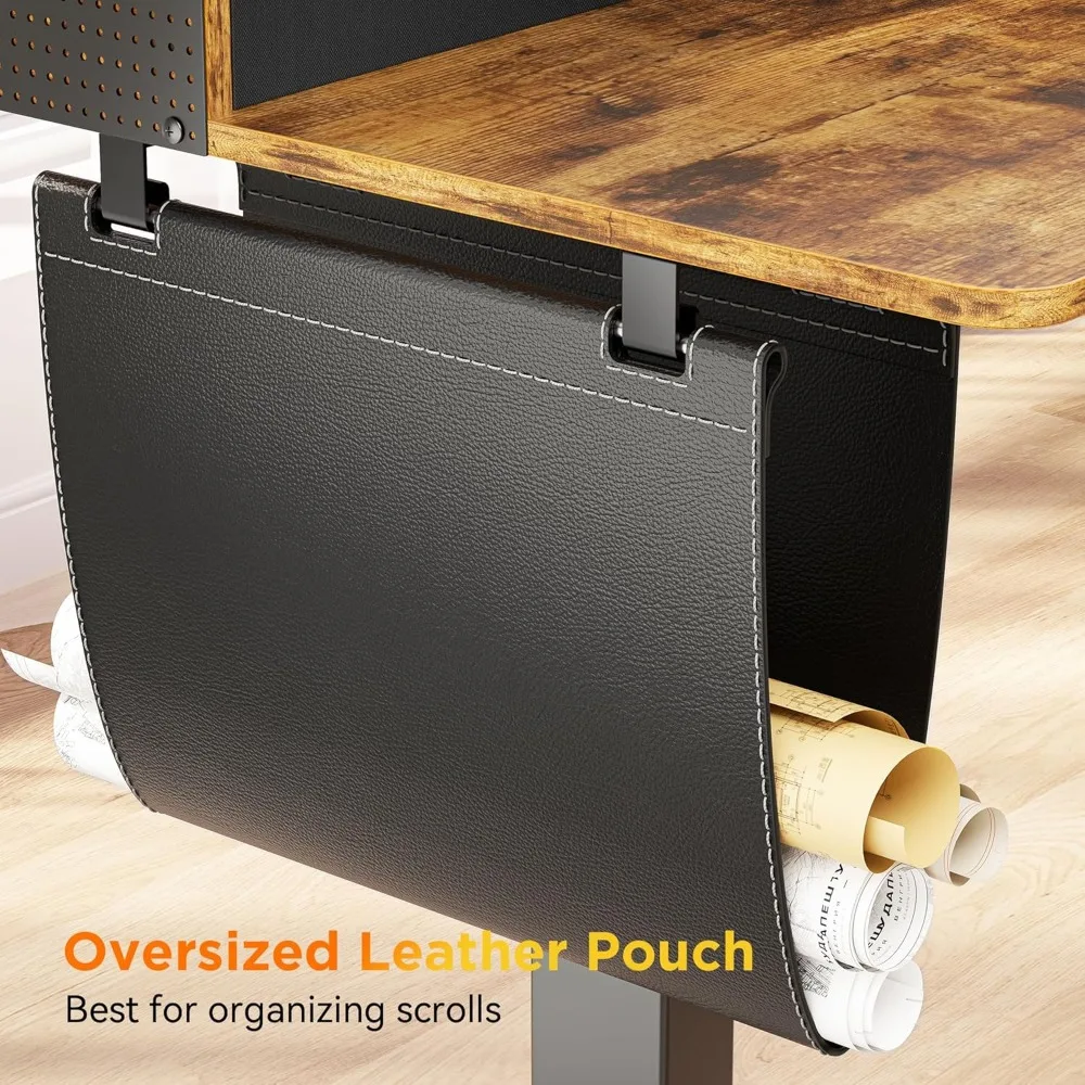 مكتب كهربائي على شكل حرف L قابل للتعديل الارتفاع مع 3 أدراج ورف شاشة ومكتب كمبيوتر زاوية لمحطات العمل في الحامل #5