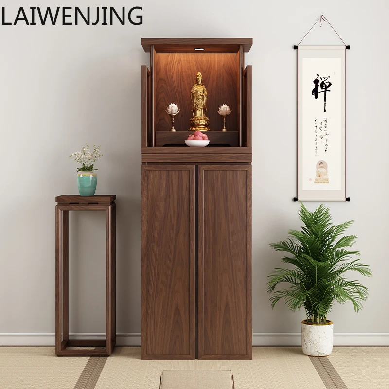 

MJY Solid wood black walnut shrine cabinet Household shrine God of Wealth cabinet Bodhisattva offering cabinet
