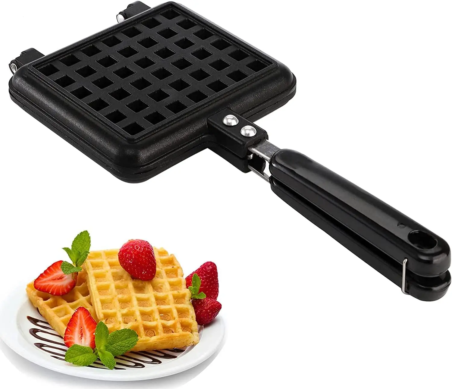 Mini  Pan Waffle Nonstick Coating Waffle Baking Mold Plate Stovetop Waffle Skillet for Belgian Waffle Sandwich