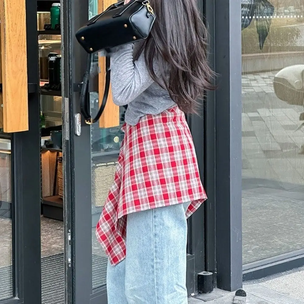 لينة قصيرة شعرية تنورة صغيرة الخصر Blet الزخرفية عالية الخصر نصف الجسم تنورة Y2K الكورية نمط غير النظامية حافة تنورة الإناث