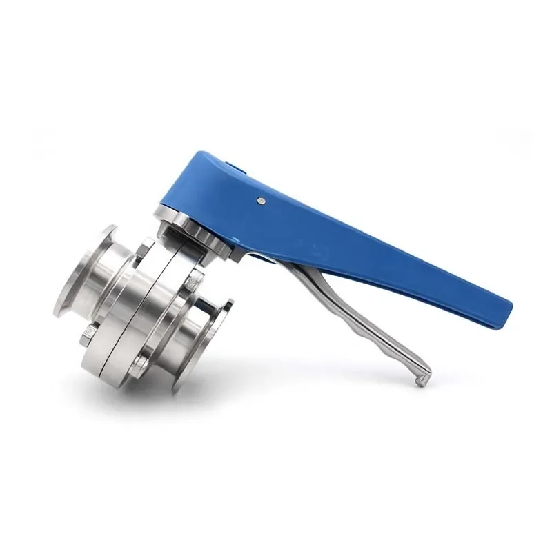 

3/4" 1" 2” Ferrule O/D 50.5mm 64mm SS304 Stainless Steel Squeeze Trigger Flow Control Tri Clamp Butterfly Valve for Brew Beer