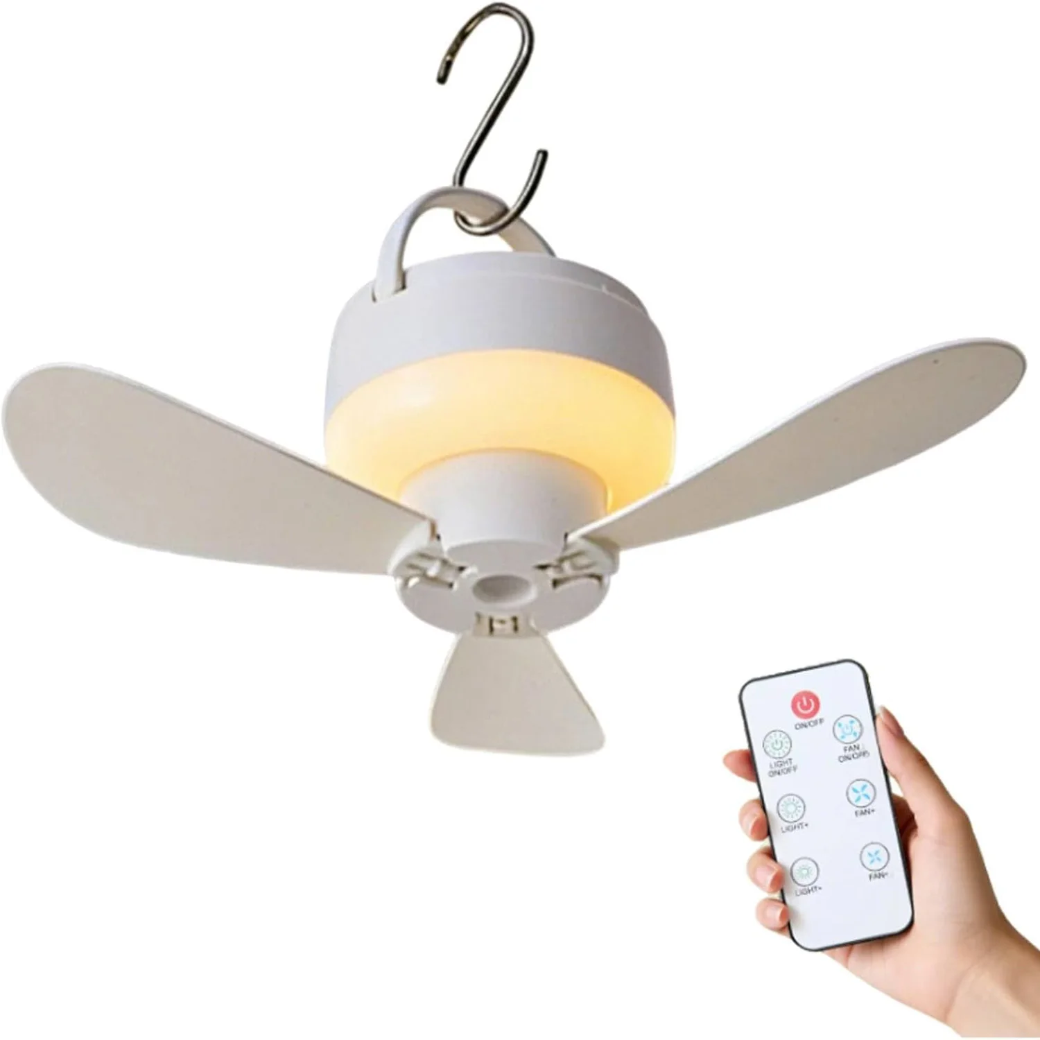 5.51 Inch Dimmable Ceiling Fan Light Silent Operation USB Rechargeable Fan Light with Remote Control Intelligent Ceiling Lamp