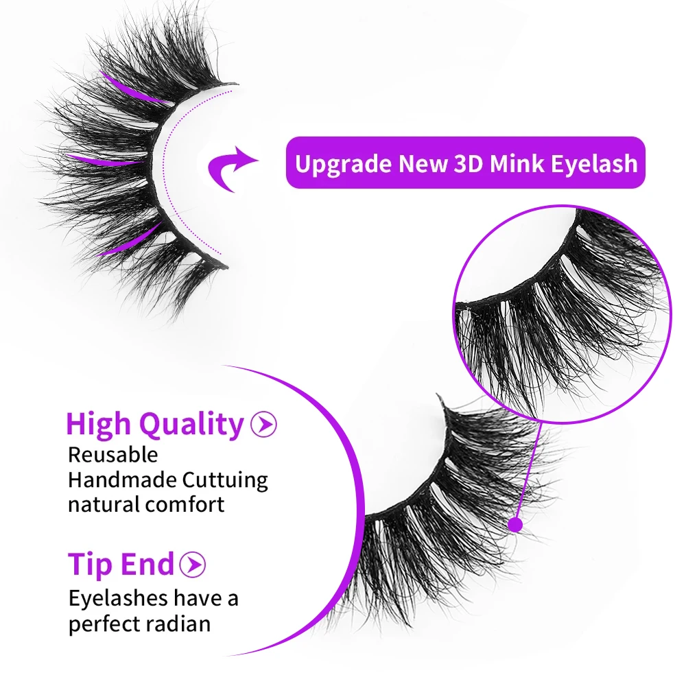 3D Mink Lashes Wholesale 20/30/40/50/100Pairs False Eyelashes Full Strip Lashes Handmade Premium Mink Hair Multi-use Makeup