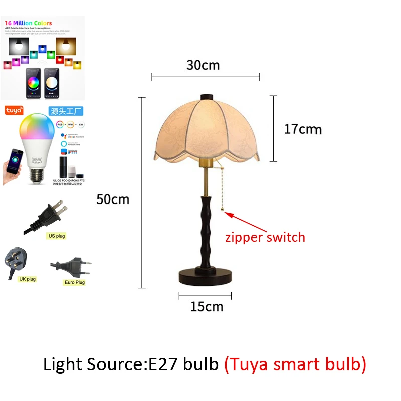 الكلاسيكية النمط الصيني السرير مصباح أرضي غرفة المعيشة ديكور غرفة نوم مصباح لتهيئة الجو تويا واي فاي بلوتوث ضوء ذكي #2
