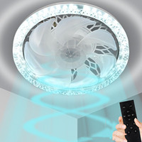 Family Smart LED Ceiling Fan Light with Remote 50w AC85-265V Quiet Living Room Ceiling Fan Lamp 3 in 1 Fan Light for Bedroom E27