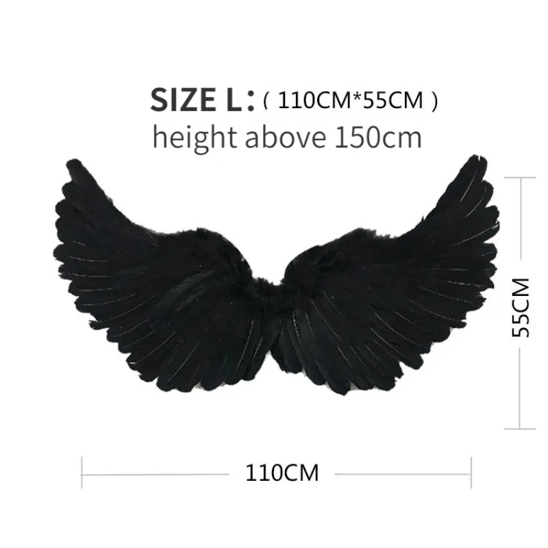 3pcs Anime Cosplay Black Feather Devil Wings Swallow Shaped Kids Adult Performance Feather Wings Bride Flower Child Dress