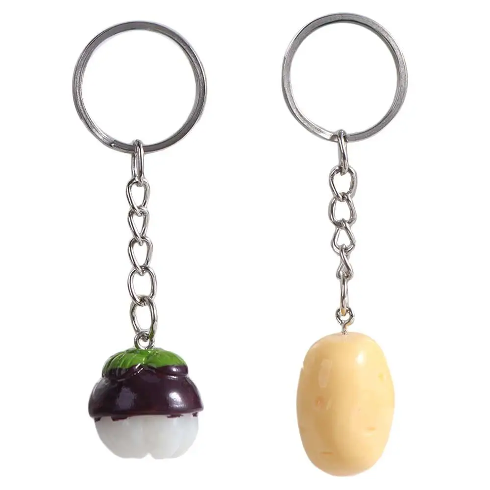 Simulation Simulation Potato Keychain Potato Kawaii Mangosteen Model Pendant Cartoon Resin Food Keychain Backpack Decor