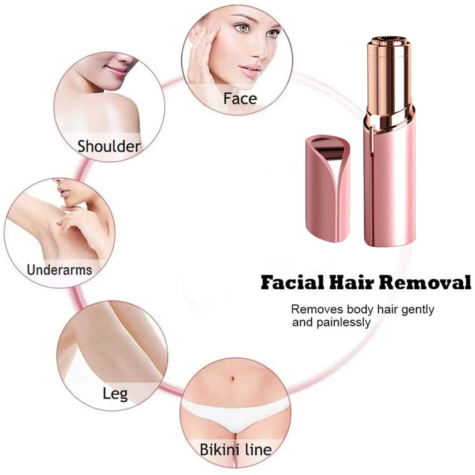 Facial Hair Removal for Women, Mini Hair Remover, Electric Razor Shaver Portable Bikini Epilator for Lips, Chin, Armpit, Peach image 5