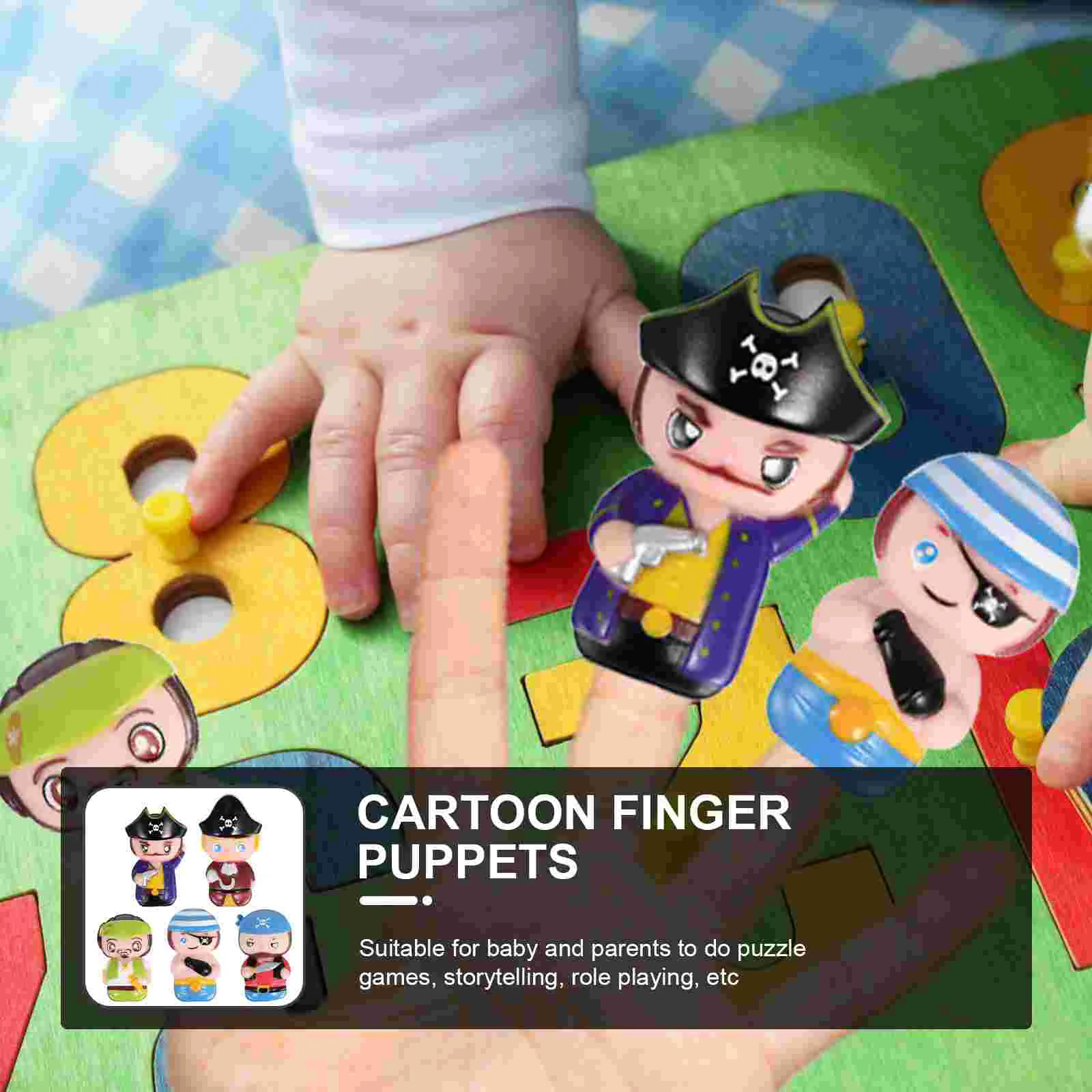 5 pezzi Cartoon Finger Puppets Bulk Party Hand Elasticity Pirate