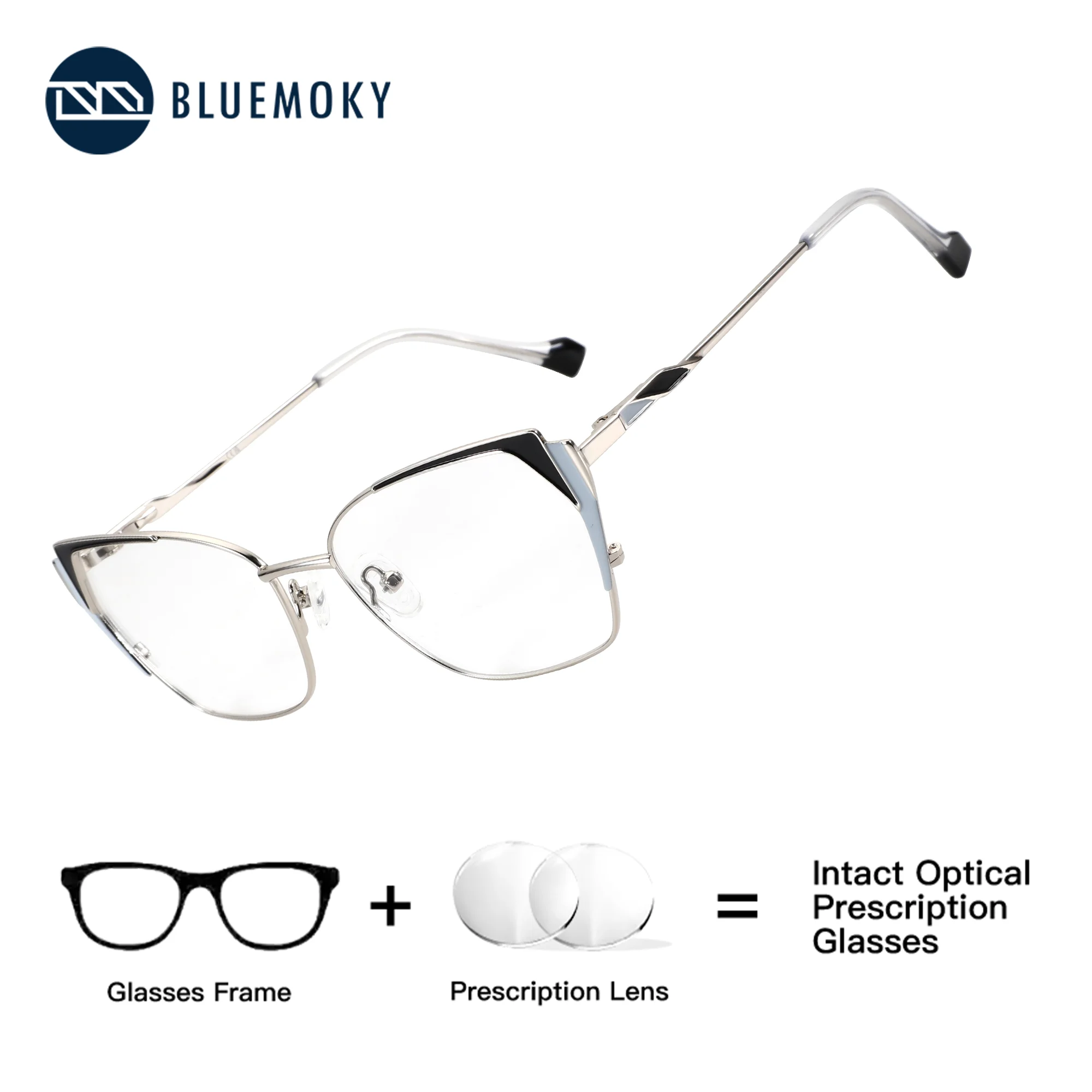 

BLUEMOKY Butterfly Correction Eyeglasses With Prescription Women Lady Metal Photochromic Optical Glasses