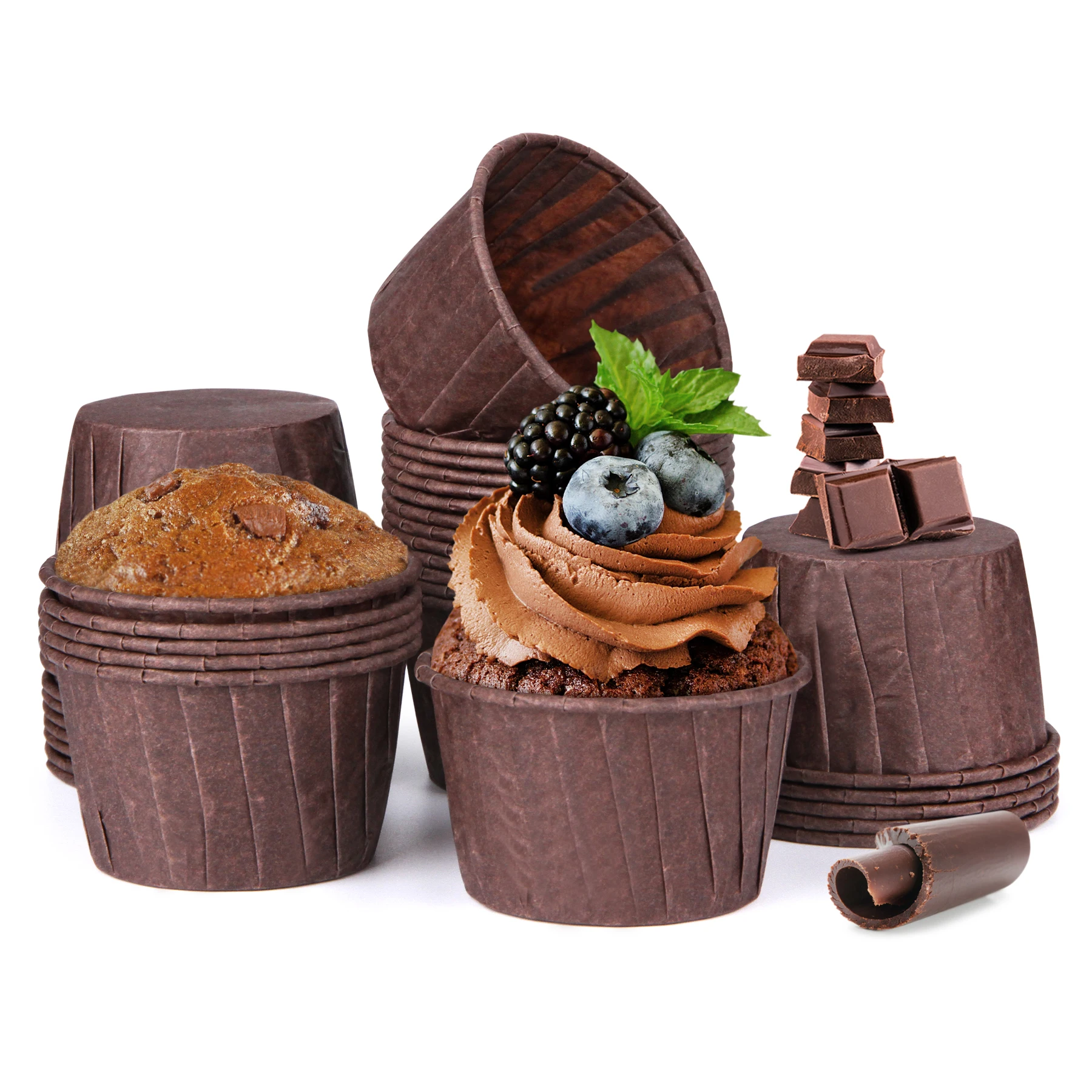 ECH.APR 50PCS Mini Nut Cups Coffee/White Muffin Cupcake Liner Cake Wrappers Baking Cup Tray Case Cake Paper Cups Pastry Tools